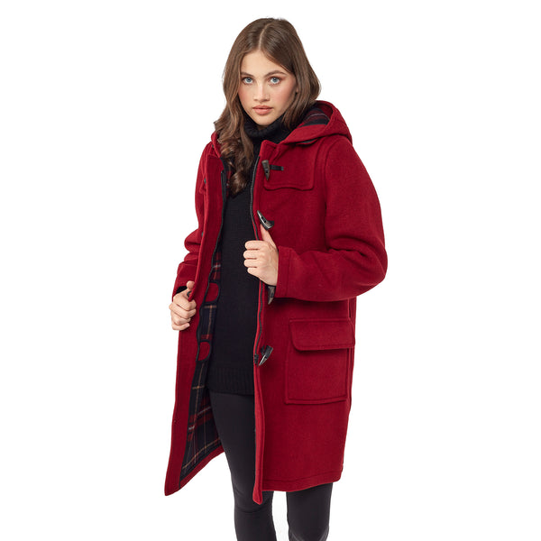 Boiled Wool Coat, Ladies Hooded Duffle Coat