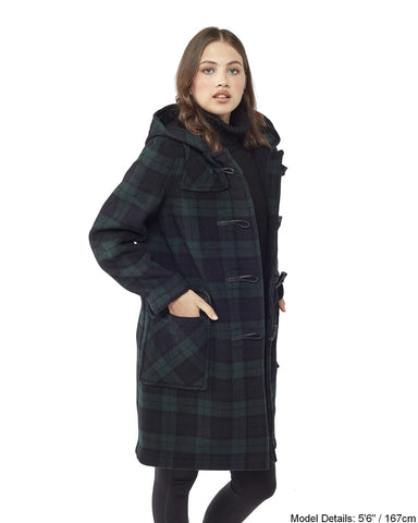 Woman's Blackwatch Original Classic Fit Duffle Coat With Horn Toggles