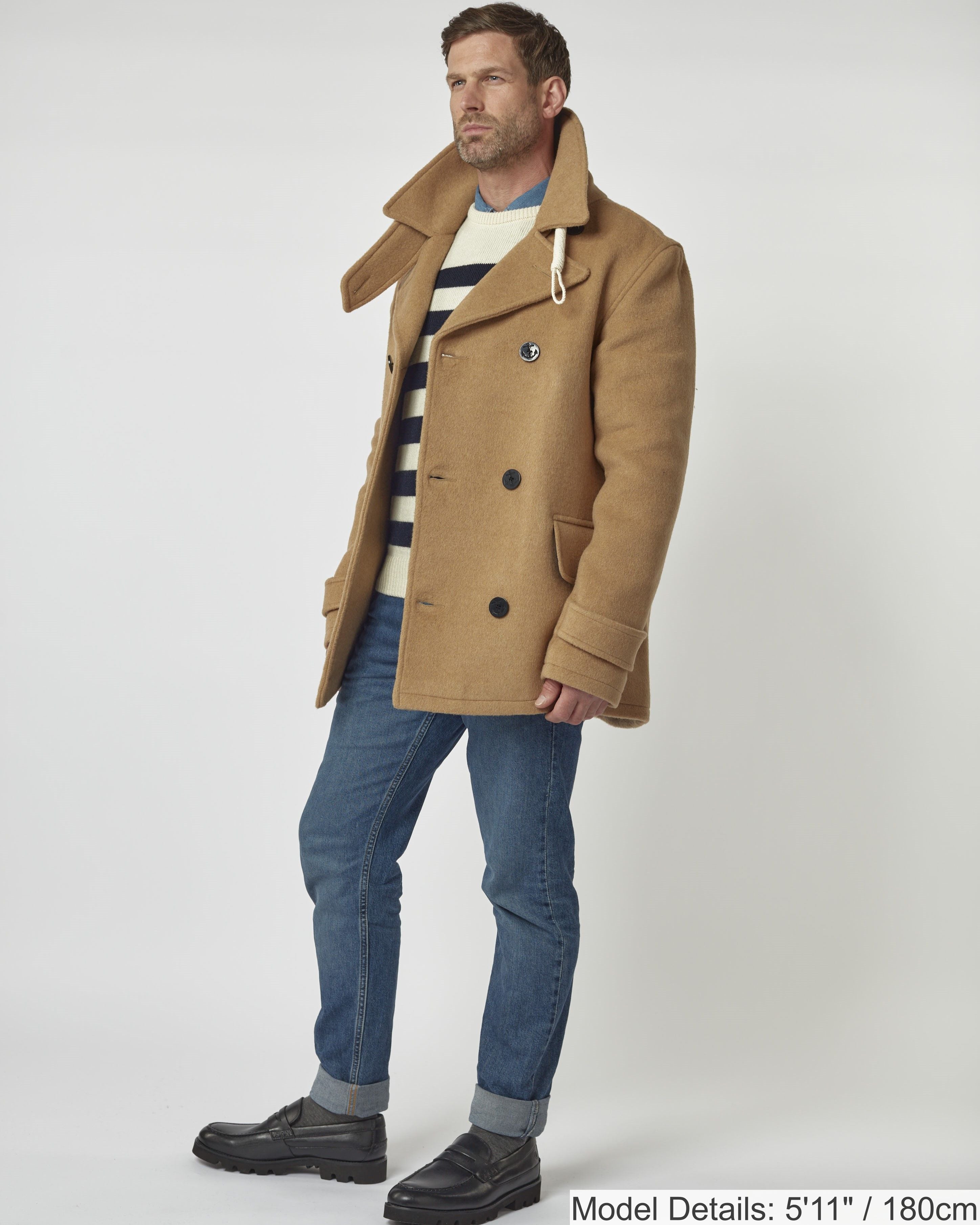 Men's Camel Teddy Pea Coat