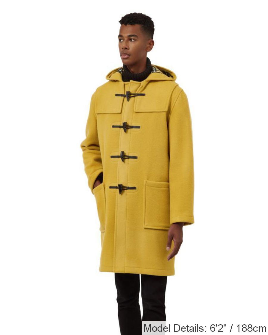 Mens Mustard Classic Fit Original And Authentic Duffle Coat With Horn Toggles