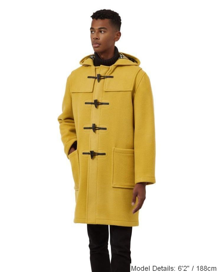 Mens Mustard Classic Fit Original And Authentic Duffle Coat With Horn Toggles