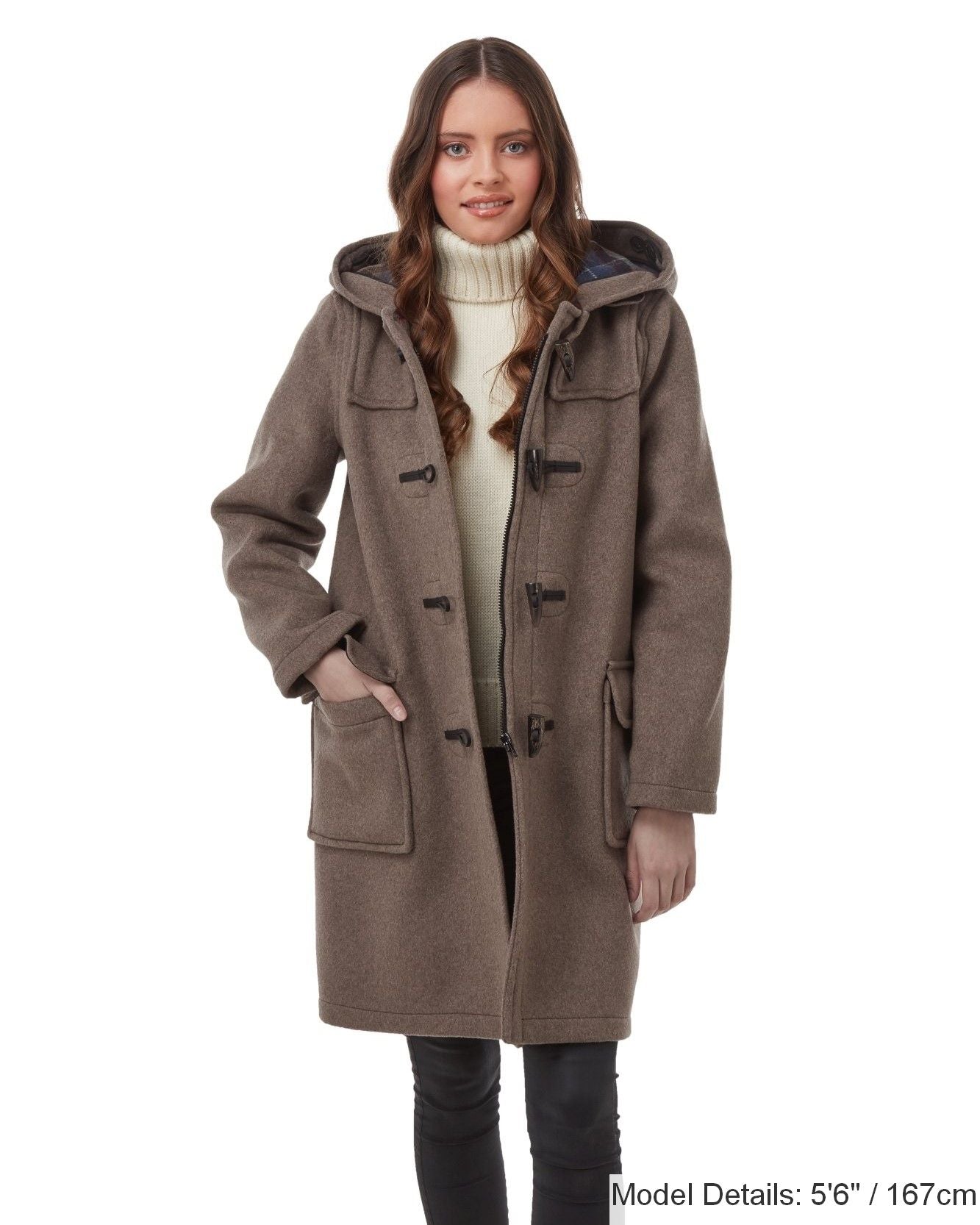 Woman's Mushroom Original Classic Fit Duffle Coat With Horn Toggles