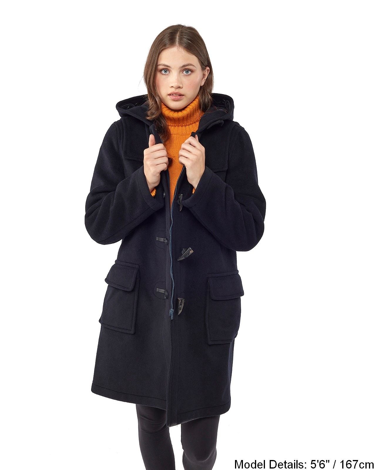 Woman's Navy Original Classic Fit Duffle Coat With Horn Toggles