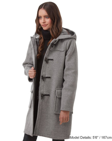 Woman's Pearl Grey Original Classic Fit Duffle Coat With Horn Toggles