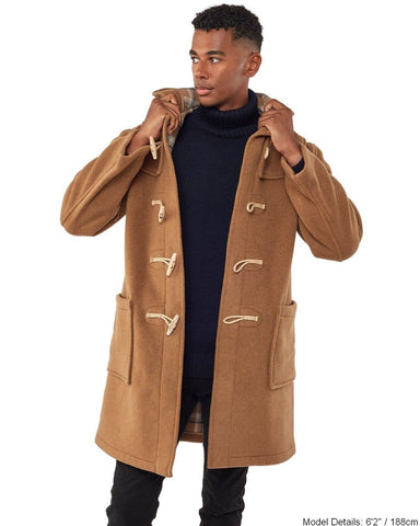 Mens Camel Classic Fit Original And Authentic Duffle Coat With Wooden Toggles