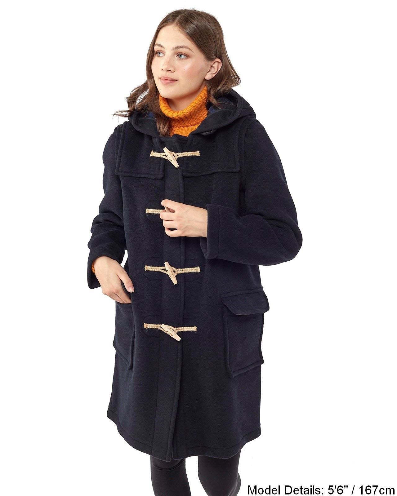 Women's Navy Original Classic Fit Duffle Coat with Wooden Toggles