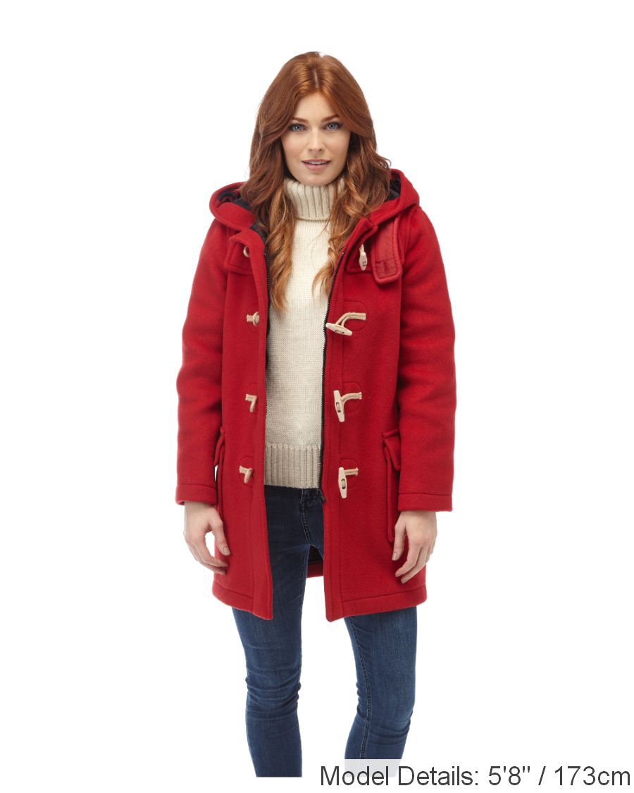 Women's Red Original Classic Fit Duffle Coat with Wooden Toggles