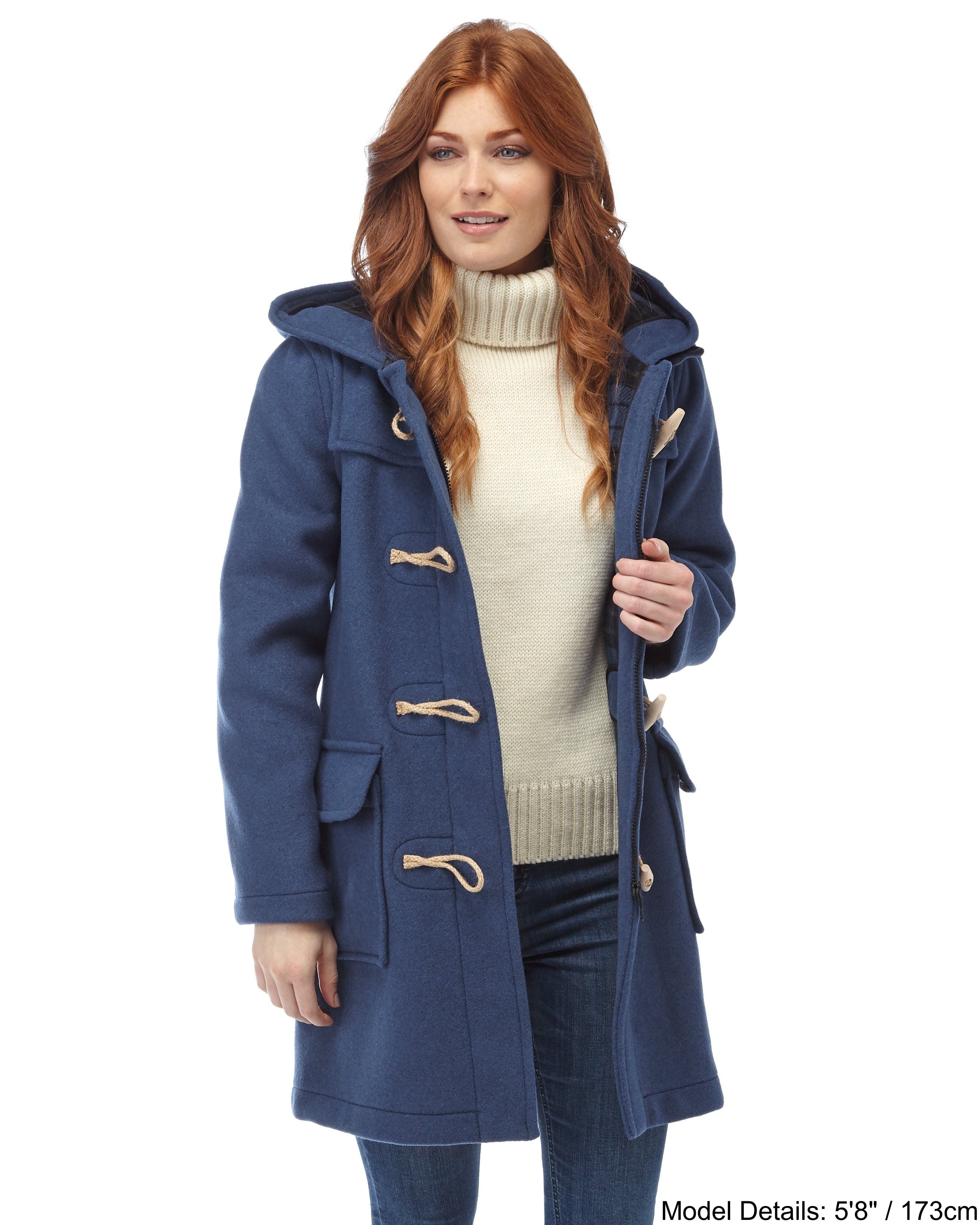 Women's Royal Blue Original Classic Fit Duffle Coat with Wooden Toggles