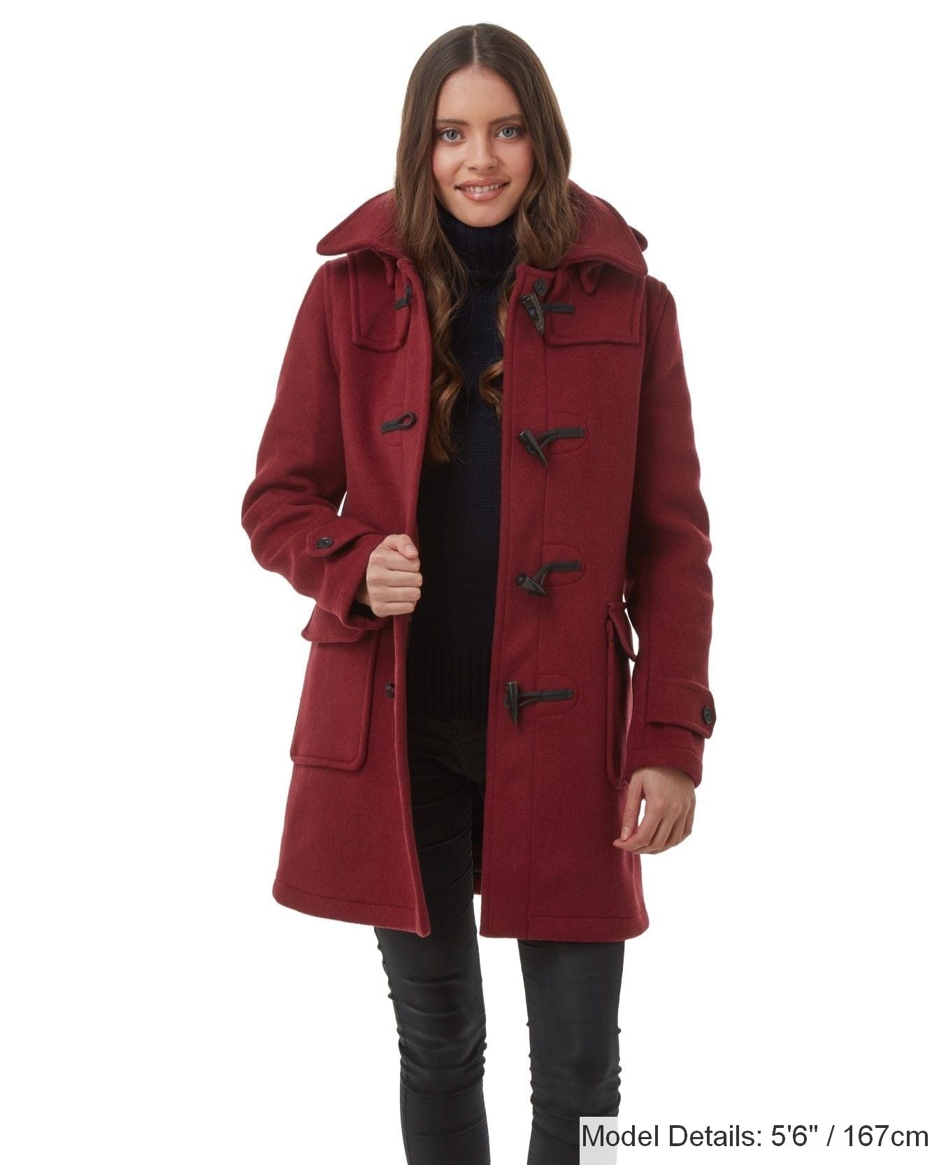 Women's London Classic Fit Duffle Coat - Burgundy