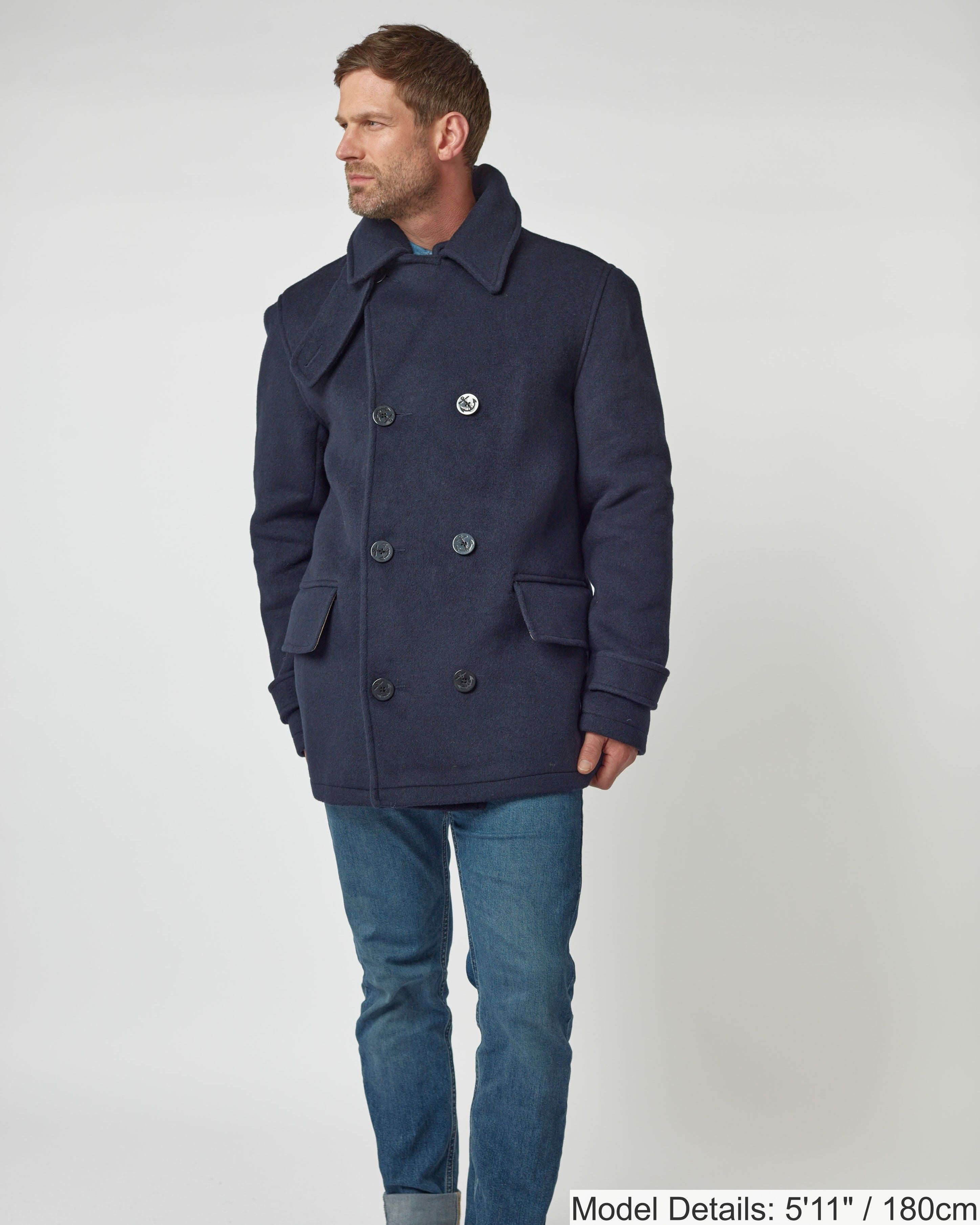 Men's Navy Teddy Pea Coat