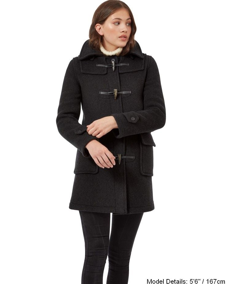 Women's London Classic Fit Duffle Coat - Charcoal