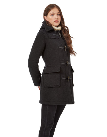 Women's London Classic Fit Duffle Coat - Charcoal