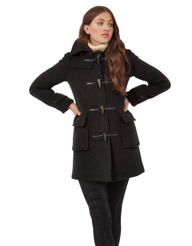 Women's London Classic Fit Duffle Coat - Charcoal