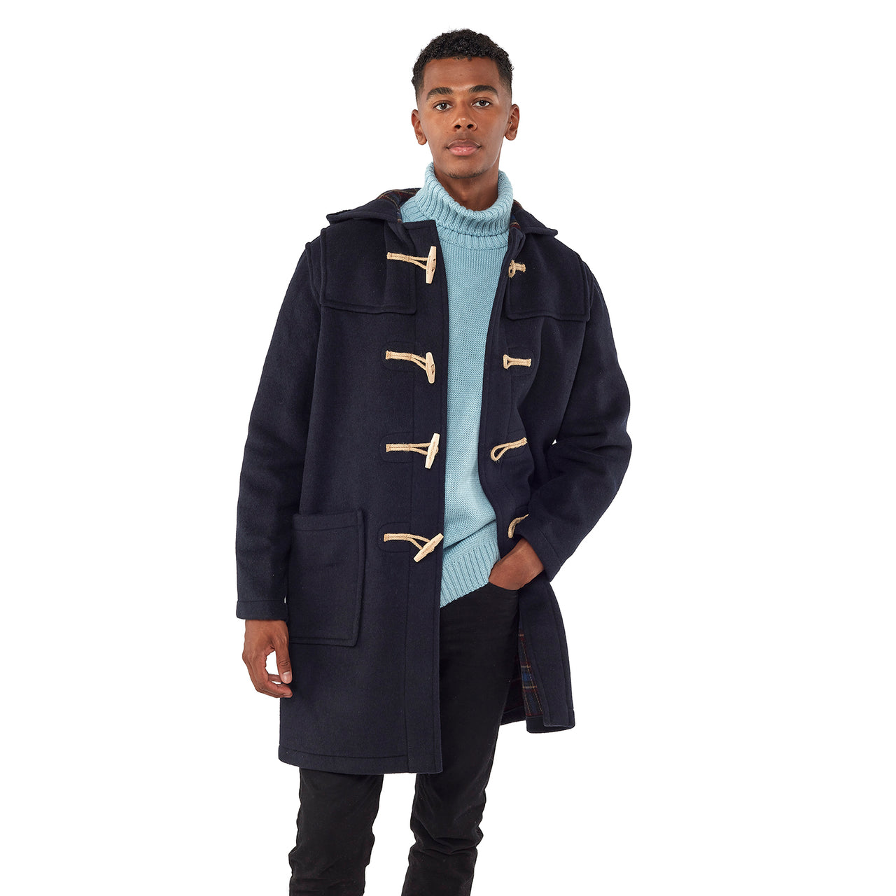 Cropped trench coat with cuff detail · Camel, Navy Blue · Coats And Jackets
