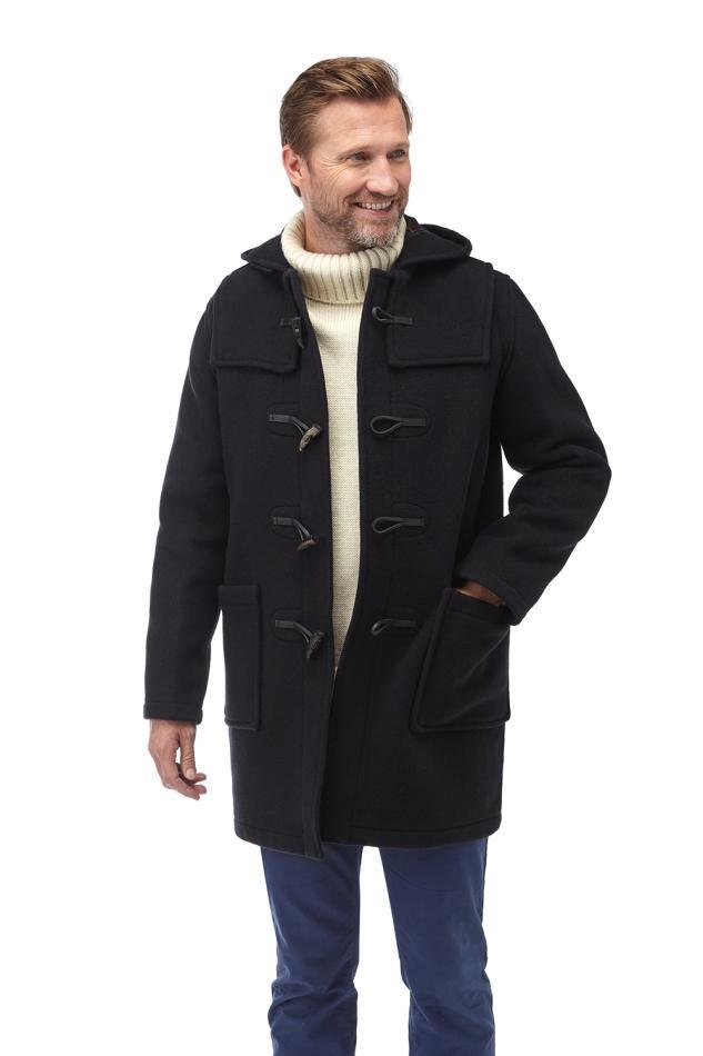 Older man style, horn toggle buttons on coat